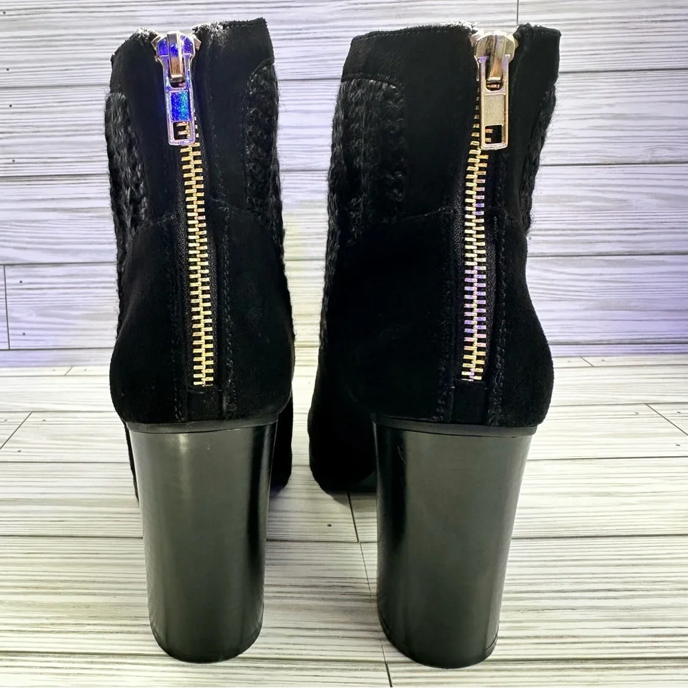 Juicy Couture Lupia Ankle Boots Size 8 Block Heel Sweater Knit Faux Zip Up - Picture 10 of 15
